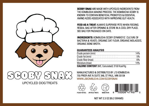 SCOBY SNAX DOG TREAT NUTRITION LABEL